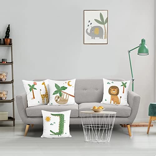 Bonhause 18x18 Jungle Animals Pillow Covers Set of 4
