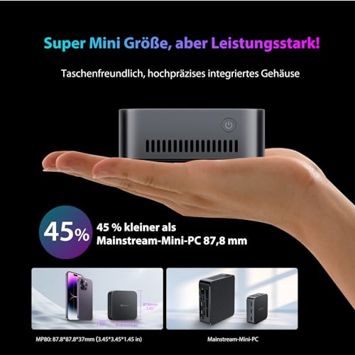 Blackview MP80 Mini PC 16GB LPDDR5 RAM 512GB M.2 SSD, Intel 12 Gen Alder Lake N95(bis zu 3,4GHz) Mini Computer, 4K UHD Desktop PC, DREI HDMI, Gigabit Ethernet, 5G WiFi, BT, für Business/Heimkino – Bild 7