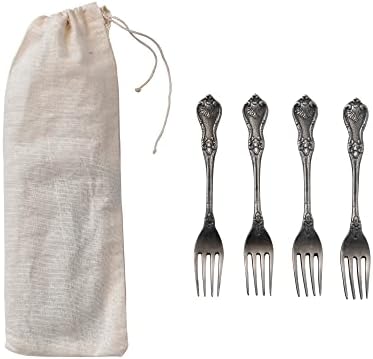 Creative Co-Op Embossed Brass Dinner Forks Set of 4