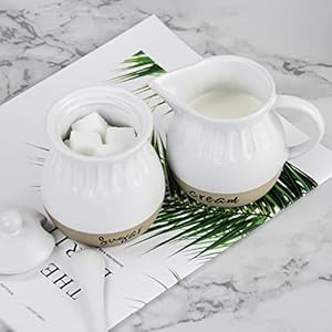   Sugar-and-Creamer-Set-Ceramic-Cream-Pitcher-Sugar-Bowl-with-Lid-and-Spoon-Modern-Farmhouse-Coffee-Serving-Container-Set-White-and-Natural