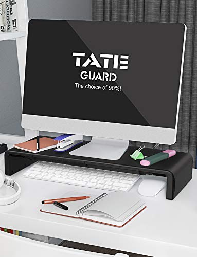 TATEGUARD Faltbarer Monitorständer Riser Computer Monitorständer mit Verstellbarer Breite kompatibel mit i'Mac Drucker Laptop mit Aufbewahrungsschublade Tablet & Handyständer Halter Schwarz – Bild 8