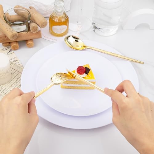 PULOTE 150PCS Golden Plastic Silverware Set - Durable Elegant Perfect for Parties