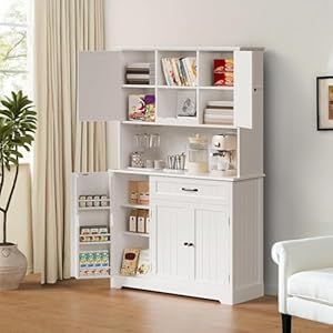 Gizoon 67" Kitchen Pantry Cabinet with Microwave Shelf Tall Coffee Bar Cabinet with Doors and Shelves Farmhouse Kitchen Hutch Cabinet with Storage for Kitchen Bathroom and Living Room, White Gizoon 67 Kitchen Pantry Cabinet with Microwave Shelf Tall Coffee Bar Cabinet with Doors and Shelves Farmhouse Kitchen Hutch Cabinet with Storage for Kitchen Bathroom and Living Room White