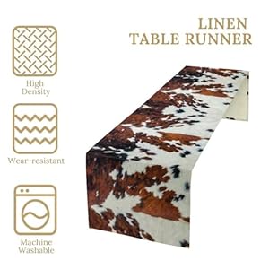 Cow Fur Printed Table Runner, Rustic Country Farmhouse Animal Fur Skin Farm Black White Cowhide Print Pattern for Home Kitchen Table Decor Dining Coffee Room Party Decor 13x60in Cow Fur Printed Table Runner Rustic Country Farmhouse Animal Fur Skin Farm Black White Cowhide Print Pattern for Home Kitchen Table Decor Dining Coffee Room Party Decor 13x60in