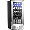   Antarctic-Star-29-CuFt-Beverage-Refrigerator115-Can-Beer-Soda-Wine-Cooler-Low-Noise-Transparent-Glass-Door-Stainless-Steel-LED-Light-Safety-Lock-for-Home-and-Bar-15-Inch