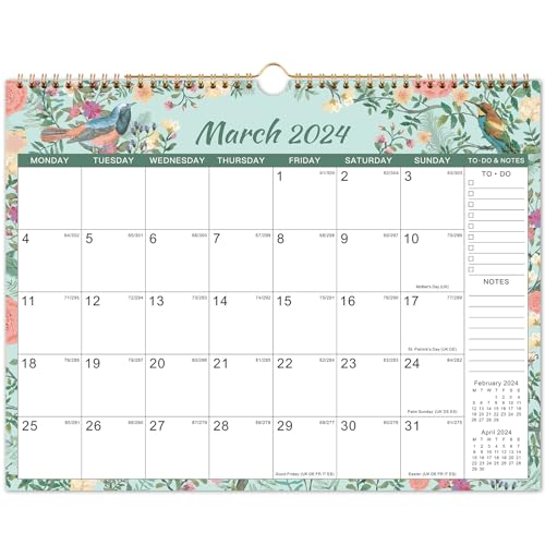 Calendar 2024-2025 - Wall Calendar 2024/25 UK, 18 Month to View Calendar, Notes&To-do, Twin-Wire Binding, Hanging Hook, Mar. 2024 - Aug. 2025, 37.6 x 29 cm