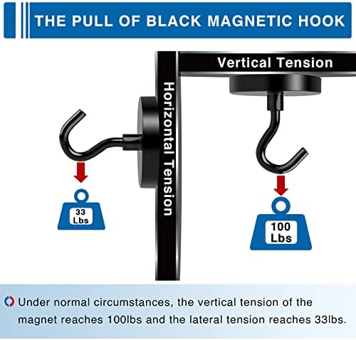LOVIMAG Black Magnetic Hooks 110lbs Multi-Purpose
