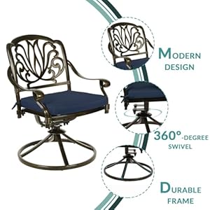   MEETWARM-7-Piece-Outdoor-Patio-Dining-Set-All-Weather-Cast-Aluminum-Patio-Conversation-Set-with-2-Swivel-Rocker-Chairs-4-Stationary-1-Rectangular-Table-6-Cushions-2-Umbrella-Hole-Navy-Blue