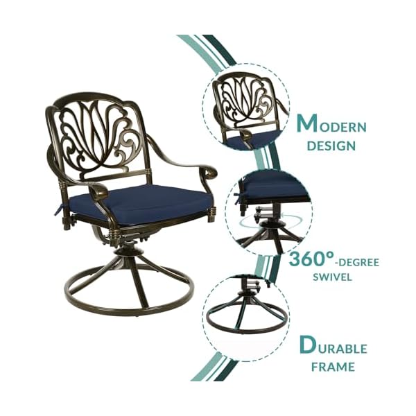   MEETWARM-7-Piece-Outdoor-Patio-Dining-Set-All-Weather-Cast-Aluminum-Patio-Conversation-Set-with-2-Swivel-Rocker-Chairs-4-Stationary-1-Rectangular-Table-6-Cushions-2-Umbrella-Hole-Navy-Blue