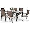 7 piece patio dining sets for 6 patio table and chair set with metal patio dining table 6 wicker patio chairs with 28 thick cushion outdoor dining sets for lawn garden backyard  urban country home decor