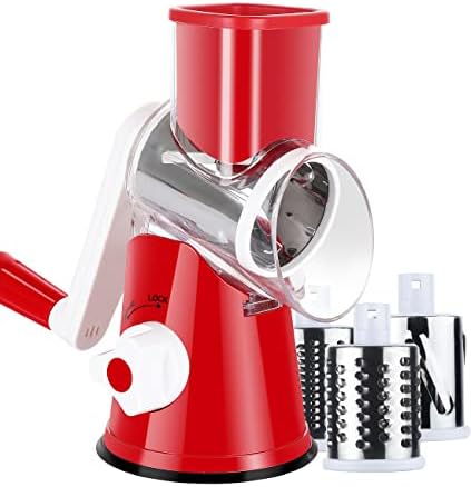 Rotary Cheese Grater with 3 Blade Set Stainless Steel Durable Effective