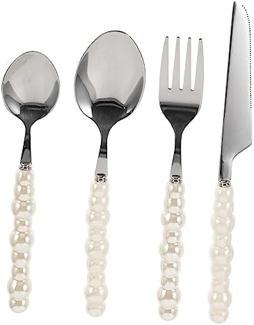 VOSAREA Pearl-Handled Steak Fork and Spoon Set