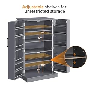   Yaheetech-41-H-Kitchen-Pantry-Storage-Cabinet-with-Doors-Adjustable-Shelves-Freestanding-Cupboard-Food-Cabinet-for-Dining-RoomLiving-Room-Dark-Gray