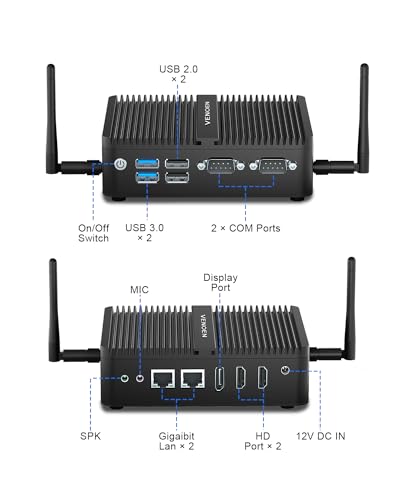 Lüfterloses Mini Computer Desktop PC der 12. Gen, Celeron J6412, Büro-PC W 11 pro, 16GB D4 RAM 256GB SSD, 2x HD, DP, 4K Output, Dual Lan, 2x RS232 COM, USB, Dual Band Wifi, BT4.2, Kleines Gehäuse – Bild 3