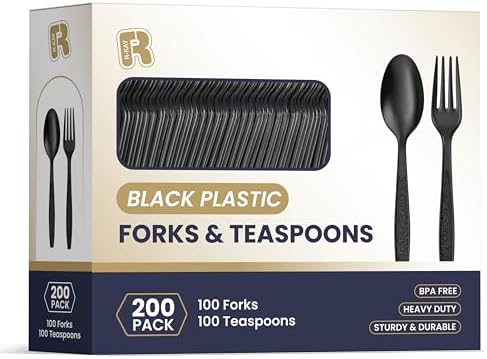 Sturdy Black Plastic Mixing Spoon Set