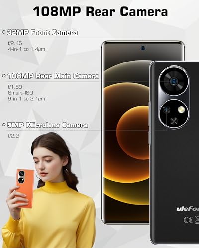 Ulefone Note 17 Pro Smartphone Ohne Vertrag, 24GB RAM + 256GB ROM Handy, 108MP + 32MP Kamera mit 6.78 Zoll Bildschirm, 5050mAh Akku, Android 13 Smartphone, Dual-SIM 4G/OTG/Face ID/GPS-Weiß – Bild 4