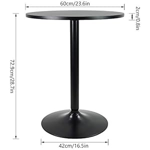 KKTONER Round Bar Table 236 Inch Top for Cocktail Bar Pub Dining Bistro 287H Black