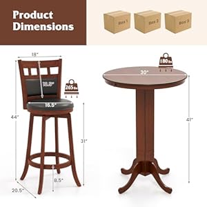 3piecebartableandchairssetroundcounterheighttable2upholsteredswivelbarstoolsrubberwoodframefarmhouserounddiningtablesetforkitchenlivingroombistropub Urban Country Home Decor 3 piece bar table and chairs set round counter height table 2 upholstered swivel bar stools rubber wood frame farmhouse round dining table set for kitchen living room bistro pub urban country home decor