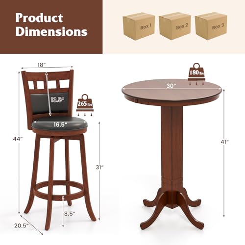 3piecebartableandchairssetroundcounterheighttable2upholsteredswivelbarstoolsrubberwoodframefarmhouserounddiningtablesetforkitchenlivingroombistropub Urban Country Home Decor 3 piece bar table and chairs set round counter height table 2 upholstered swivel bar stools rubber wood frame farmhouse round dining table set for kitchen living room bistro pub urban country home decor