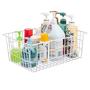 iPEGTOP Wire Storage Freezer Baskets Set of 4 Large 154 Farmhouse Organizer Storage Bins Fridge Basket Rack with Handles for Kitchen Cabinets Pantry Office Bathroom Organization White