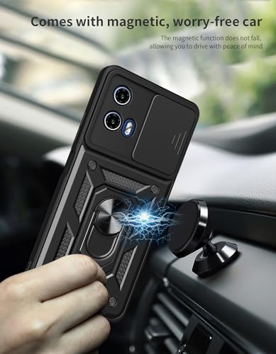 BEEJTUNY Handyhülle für Motorola Moto G24/G04/Moto E14, Hülle Stoßfeste Bumper mit Objektiv Cover, Schutzhülle mit 360°Ringständer. Cover Case mit Magnetisch Ring. Roségold – Bild 5