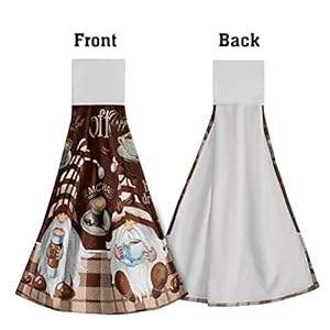 Coffee Gnomes Hanging Kitchen Towels Funny Gnome Brown Tie Hand Towel Tea Coffee Bar Decor Set of 2 Soft Absorbent Decorative Dishclothes for Home Farmhouse Office