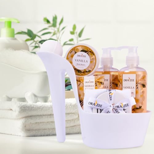Luxury Spa Gifts for Women – 8 Pc Vanilla Scented Bath and Body Set with Bubble Bath, Lotion & More – Luxury Self Care Kit for Wife, Mom, Girlfriend, Birthday Gifts for Women by Draizee - Image 4