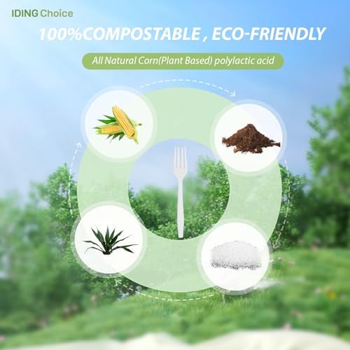 IDING Choice Compostable Forks 200 Count BPA Free Eco Friendly Heavyweight