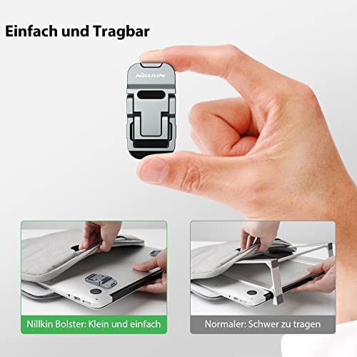 Nillkin Tastatur ständer, Faltbarer Unsichtbar Tastatur erhöhung, Verstellbarer Laptop füße mit Rutschfester Silikon Unterlage Kompatibel mit Allen Laptops/MacBook/Notebook/Tastatur, Grau – Bild 5