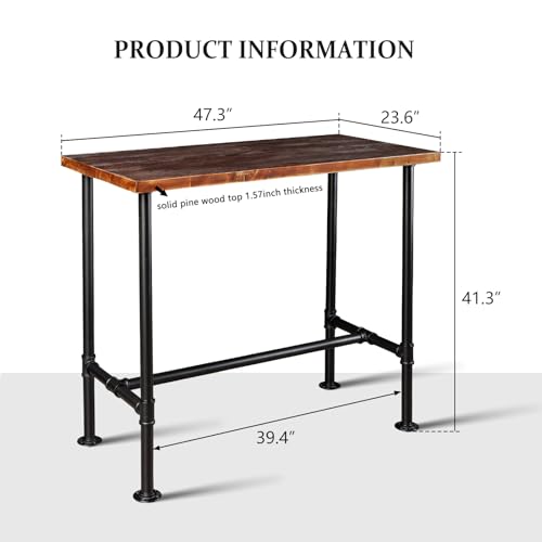 Diwhy-DIY-Industrial-Design-Pipe-Dining-Table-Casual-Pub-BAR-Laptop-Table-Modern-Studio-Wood-and-Metal-Rectangular-Dining-Table-homeoffice-Desk-Breakfast-high-bar-Table-Brown-Desktop-473–236 Diwhy DIY Industrial Design Pipe Dining Table Casual Pub BAR Laptop Table Modern Studio Wood and Metal Rectangular Dining Table homeoffice Desk Breakfast high bar Table Brown Desktop 473–236