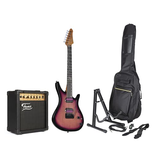 J & D DX-100 Plum + MA15 – Pack guitare electrique-Set - Les Beatles, Paul McCartney, John Lennon, RIngo Starr, George Harrison J & D DX-100 Plum + MA15 - Pack guitare electrique-Set