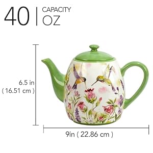 Certified International Hummingbirds Teapot 40 oz Multicolor