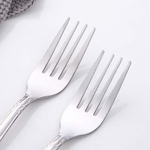BUYUSE Rose Pattern Dinner Forks 12 Pieces 73-Inch Stainless Steel