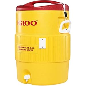 Igloo 10 gallon Industrial Beverage Cooler YellowRedWhite