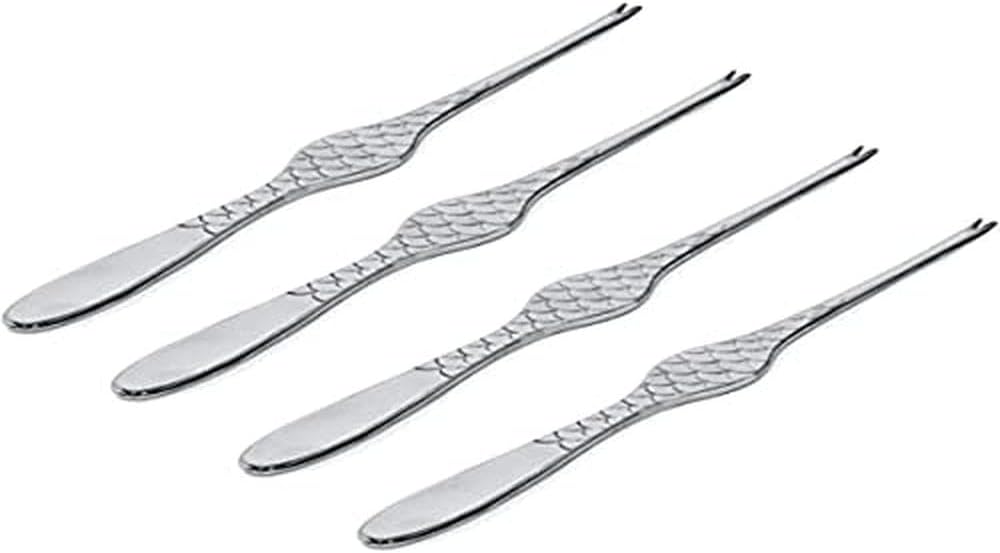 Alessi Colombina Fish Set 4 Shellfish Forks -Stainless Steel 1810 Design