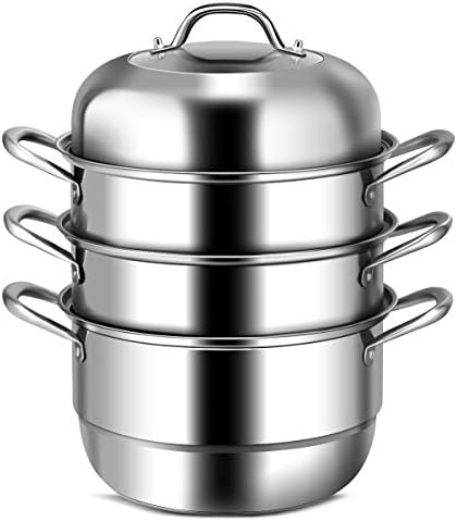 Stainless Steel 4-Tier Steam pot with Tempered Glass Lid and Handles
