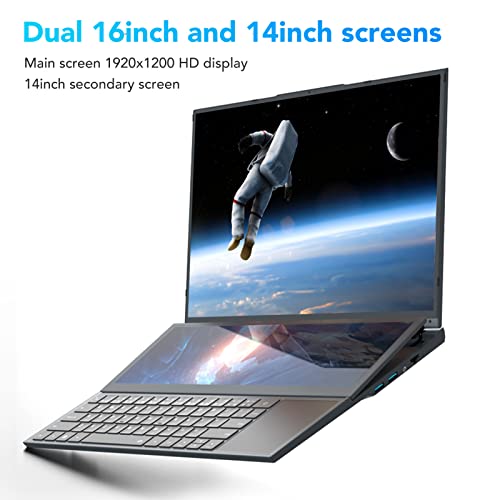 Jectse 16-Zoll-Laptop, 16-Zoll-14-Zoll-Dual-Screen-Touch-Display-Gaming-Laptop, 32-GB-512-GB-SSD-Split-Screen-Laptop, für CoreI7, 13600-mAh-Akku-Büro-Laptop, für Windows 11 – Bild 5