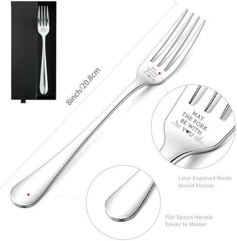 GLOBLELAND 82inch Engraved Stainless Steel Fork with Gift Box 1