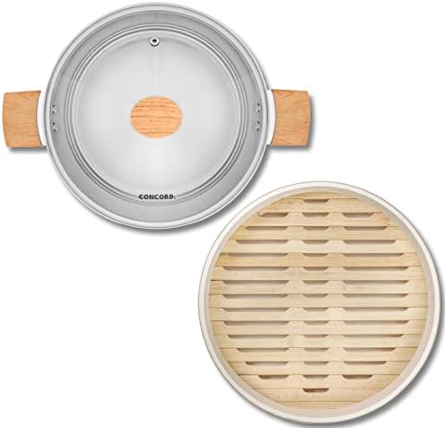 10 Stainless Steel Steamer Pot with Natural Bamboo Steamer