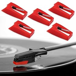 XOUDKE Aiguille Tourne Disque,5 Pièces Tourne Disque Aiguille,Universelles Remplacement Aiguille pour Saphir Platine Vinyle Durable Diamant Platine Vinyle pour Tourne Disque en Vinyle (Rouge) - Les Beatles, Paul McCartney, John Lennon, RIngo Starr, George Harrison