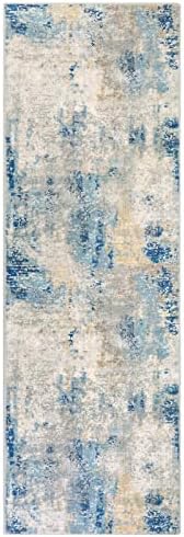 Lahome Modern Abstract Blue Bathroom Rug 2x6