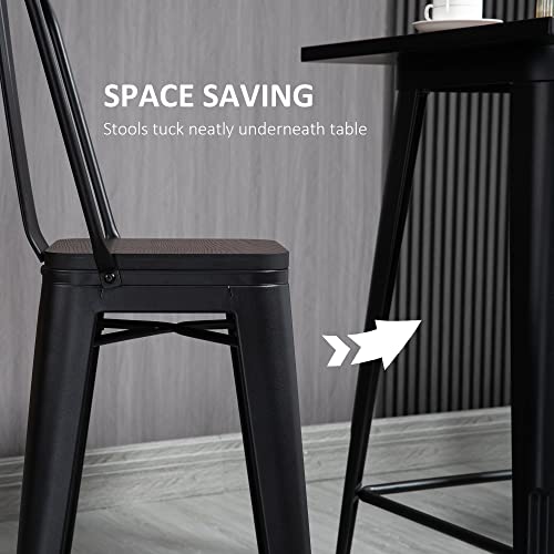 Homcom3pieceindustrialdiningtablesetbarheightbartableandchairssetwithfootrestsforbistropubblackandbrown Urban Country Home Decor Homcom 3 piece industrial dining table set bar height bar table and chairs set with footrests for bistro pub black and brown urban country home decor