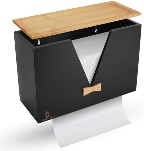 Cozee Bay Bamboo Paper Towel Dispenser with Lid