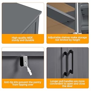   Yaheetech-41-H-Kitchen-Pantry-Storage-Cabinet-with-Doors-Adjustable-Shelves-Freestanding-Cupboard-Food-Cabinet-for-Dining-RoomLiving-Room-Dark-Gray