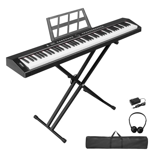 LEADZM Piano Numérique Semi-Marteau 88 Touches, Clavier Électronique avec Support en Forme de X à Double Tube, Bluetooth MIDI, Pupitre de Partition, Pédale de Sustain, Écouteurs - Les Beatles, Paul McCartney, John Lennon, RIngo Starr, George Harrison LEADZM Piano Numérique Semi-Marteau 88 Touches, Clavier Électronique avec Support en Forme de X à Double Tube, Bluetooth MIDI, Pupitre de Partition, Pédale de Sustain, Écouteurs
