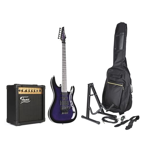 J & D CT90FFM Purple + MA15 – Pack guitare electrique-Set - Les Beatles, Paul McCartney, John Lennon, RIngo Starr, George Harrison J & D CT90FFM Purple + MA15 - Pack guitare electrique-Set