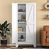 White farmhouse storage kitchen pantry cabinet with 2 barn door 3 adjustable shelves and legs for cupboarddining roombathroomliving roomofficelaundry room white 61 farmhouse  urban country home decor