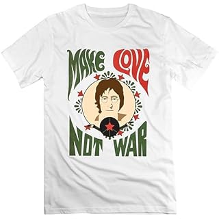 iStepper Qdyjm Men’s John Lennon Make Love Not War Quotes T Shirt White - Les Beatles, Paul McCartney, John Lennon, RIngo Starr, George Harrison