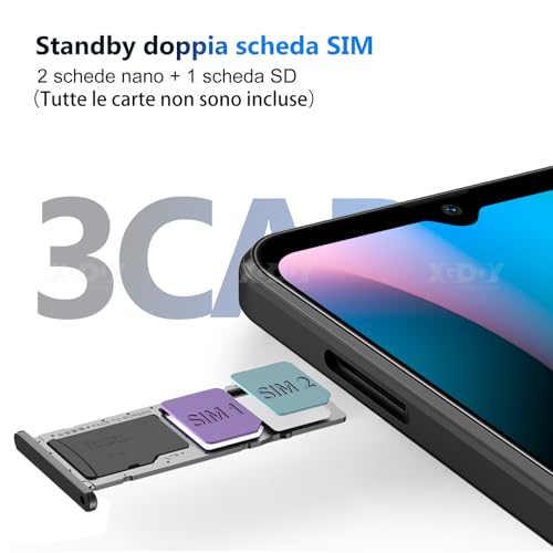 Xgody X18 Smartphone, Display HD 6,26 Zoll, 2 GB RAM + 16 GB ROM/256 GB-TF, 8 MP + 5 MP, Akku 4000 mAh, Android OS, 4G Dual SIM Handy, Face ID/3 Slot/3,5 mm Jack - Schwarz – Bild 8