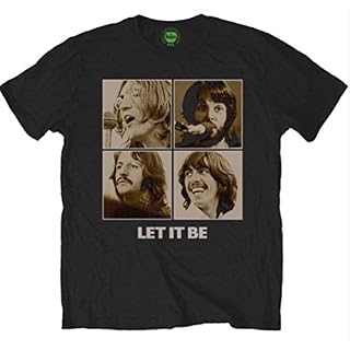 Rock Off officially licensed products The Beatles Let It Be Sepia Officiel T-Shirt Hommes Unisexe - Les Beatles, Paul McCartney, John Lennon, RIngo Starr, George Harrison
